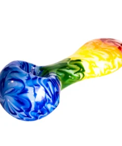 4.5″ FROSTED RAINBOW SPOON HAND PIPE W/MOUTHPIECE
